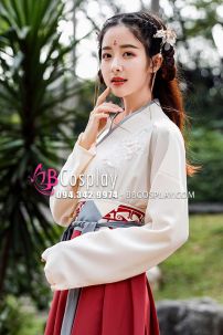 Hán Phục Ngạo Hàn Tố Đan - Áo Kem Váy Đỏ