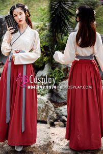 Hán Phục Ngạo Hàn Tố Đan - Áo Kem Váy Đỏ