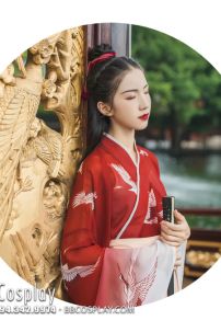 Hán Phục Chiết Eo Hồng Hạc Du Xuân