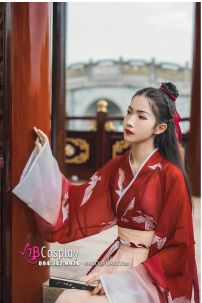 Hán Phục Chiết Eo Hồng Hạc Du Xuân