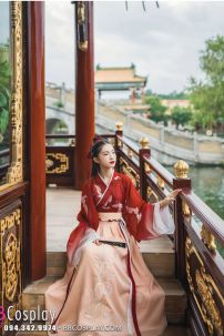 Hán Phục Chiết Eo Hồng Hạc Du Xuân