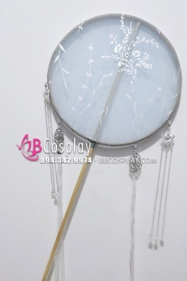 Quạt Chụp Ảnh Cổ Trang Nền Xanh Nhũ Vàng