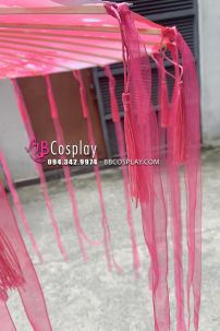 Dù Vải Cổ Trang Hoa Đào Đỏ Trắng (14)