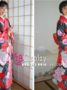 Đồ Kimono Chuẩn Nhật Hoa Đào Đỏ Phối Đen