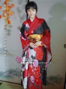Đồ Kimono Chuẩn Nhật Hoa Đào Đỏ Phối Đen