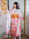 Kimono Bách Hoa Nền Kem Hồng