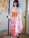 Kimono Bách Hoa Nền Kem Hồng