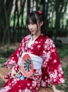 Yukata Nhật Hoa Đào Nền Đỏ Đô