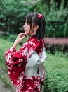 Yukata Nhật Hoa Đào Nền Đỏ Đô