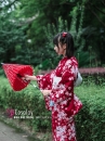 Yukata Nhật Hoa Đào Nền Đỏ Đô