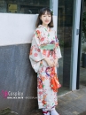 Yukata Nhật Hoa Đào Cam Obi Carot