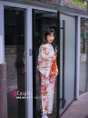 Yukata Nhật Hoa Đào Cam Obi Carot