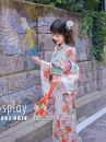 Yukata Nhật Hoa Đào Cam Obi Carot