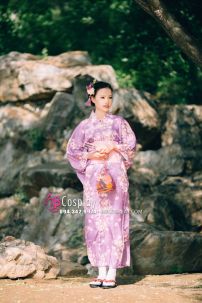 Yukata Chuẩn Nhật Tím Hoa Đào