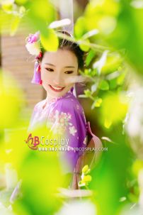 Yukata Chuẩn Nhật Tím Hoa Đào