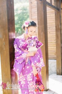 Yukata Chuẩn Nhật Tím Hoa Đào