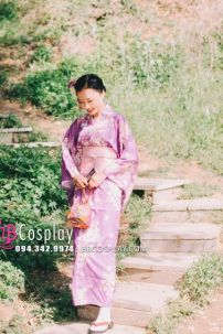 Yukata Chuẩn Nhật Tím Hoa Đào