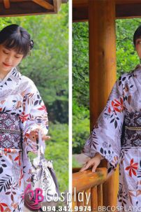 Yukata Chuẩn Nhật Lá Phong Nền Trắng