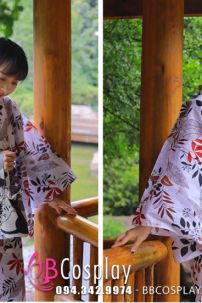 Yukata Chuẩn Nhật Lá Phong Nền Trắng