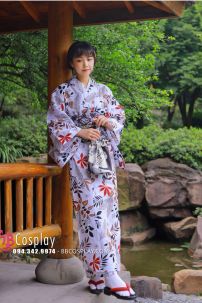 Yukata Chuẩn Nhật Lá Phong Nền Trắng