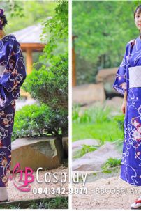 Trang Phục Nhật Bản Yukata Xanh