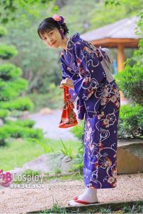 Trang Phục Nhật Bản Yukata Xanh