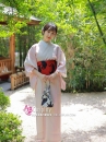 Yukata Hồng Pastel Obi Mèo Đen