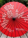 Ô Dù Nghệ Thuật Wagasa Nhật Bản Đỏ Lá Phong 1 Xoáy