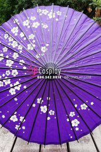 Dù Giấy Wagasa Nhật Bản Xanh Hoa Đào Lốc Xoáy