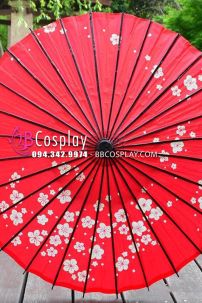 Dù Giấy Wagasa Nhật Bản Xanh Hoa Đào Lốc Xoáy