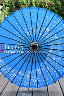 Dù Giấy Wagasa Nhật Bản Xanh Hoa Đào Lốc Xoáy