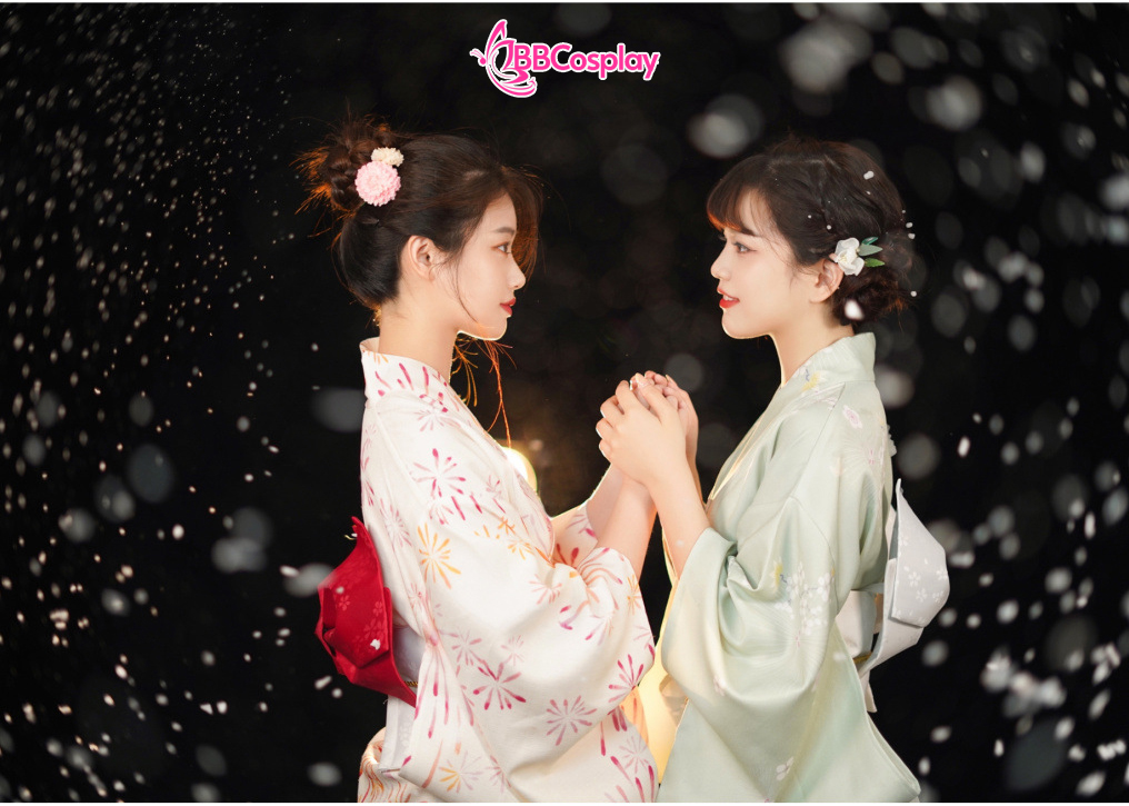 Yukata Xanh Mint Hoa Ly Trắng