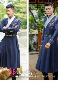 Hán Phục Nam Cách Tân Xanh Đậm Thêu Rồng