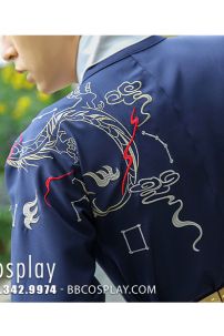 Hán Phục Nam Cách Tân Xanh Đậm Thêu Rồng