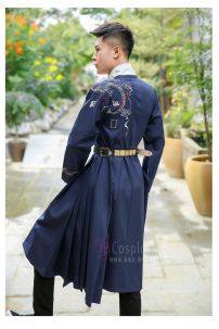 Hán Phục Nam Cách Tân Xanh Đậm Thêu Rồng