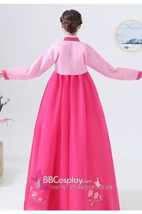 Quần Áo Hanbok Chuẩn Hàn Voan Thêu Hồng Nữ Tính