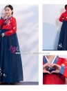 Hanbok Hàn Quốc Áo Đỏ Váy Xanh Thêu Phụng