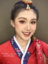 Hanbok Hàn Quốc Áo Đỏ Váy Xanh Thêu Phụng