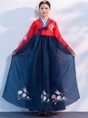 Hanbok Hàn Quốc Áo Đỏ Váy Xanh Thêu Phụng