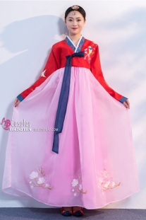 Hanbok Hàn Quốc Áo Đỏ Váy Hồng