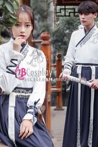 Hán Phục Áo Trắng Váy Xanh