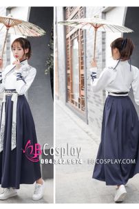 Hán Phục Áo Trắng Váy Xanh