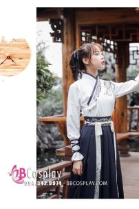 Hán Phục Áo Trắng Váy Xanh