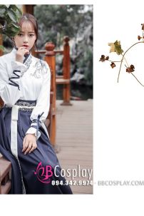 Hán Phục Áo Trắng Váy Xanh