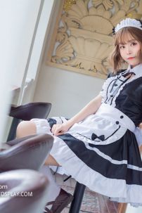 Đồ Maid Đầm Đen - Tạp Dề Eo Trắng Có Nơ Nhí