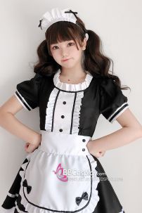 Đồ Maid Đầm Đen - Tạp Dề Eo Trắng Có Nơ Nhí
