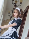 Trang Phục Maid Đầm Đen - Tạp Dề Eo Trắng Có Nơ Nhí