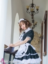 Trang Phục Maid Đầm Đen - Tạp Dề Eo Trắng Có Nơ Nhí