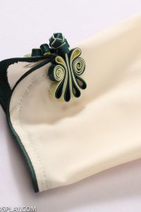 Váy Sườn Xám Cách Tân Hoa Sen- Vàng Kem