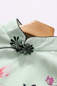 Váy Sườn Xám Cách Tân Hoa Sen - Xanh Mint